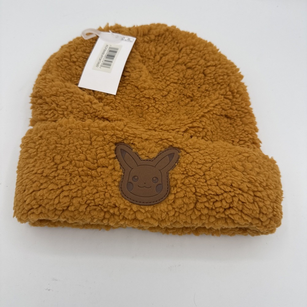 Pokémon Eevee Embroidered Beanie Beige  OSFM Lightweight Fuzzy Hat